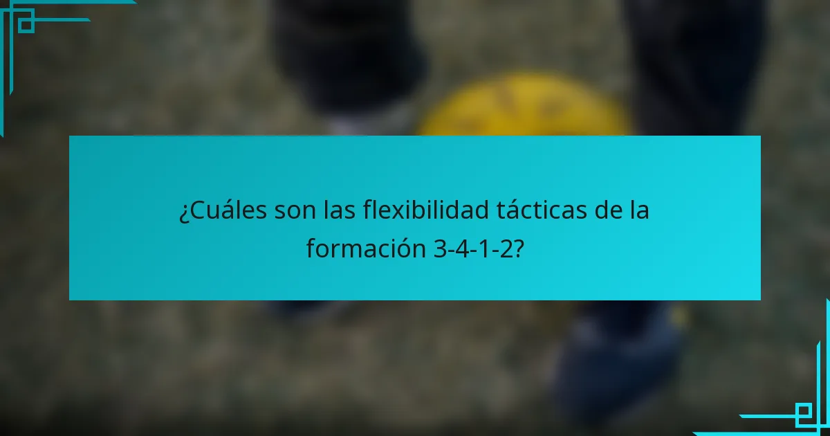¿Cuáles son las flexibilidad tácticas de la formación 3-4-1-2?
