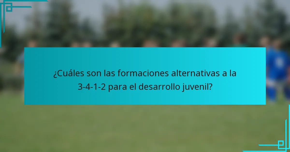 ¿Cuáles son las formaciones alternativas a la 3-4-1-2 para el desarrollo juvenil?