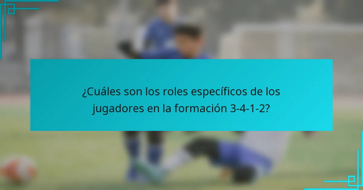 ¿Cuáles son los roles específicos de los jugadores en la formación 3-4-1-2?