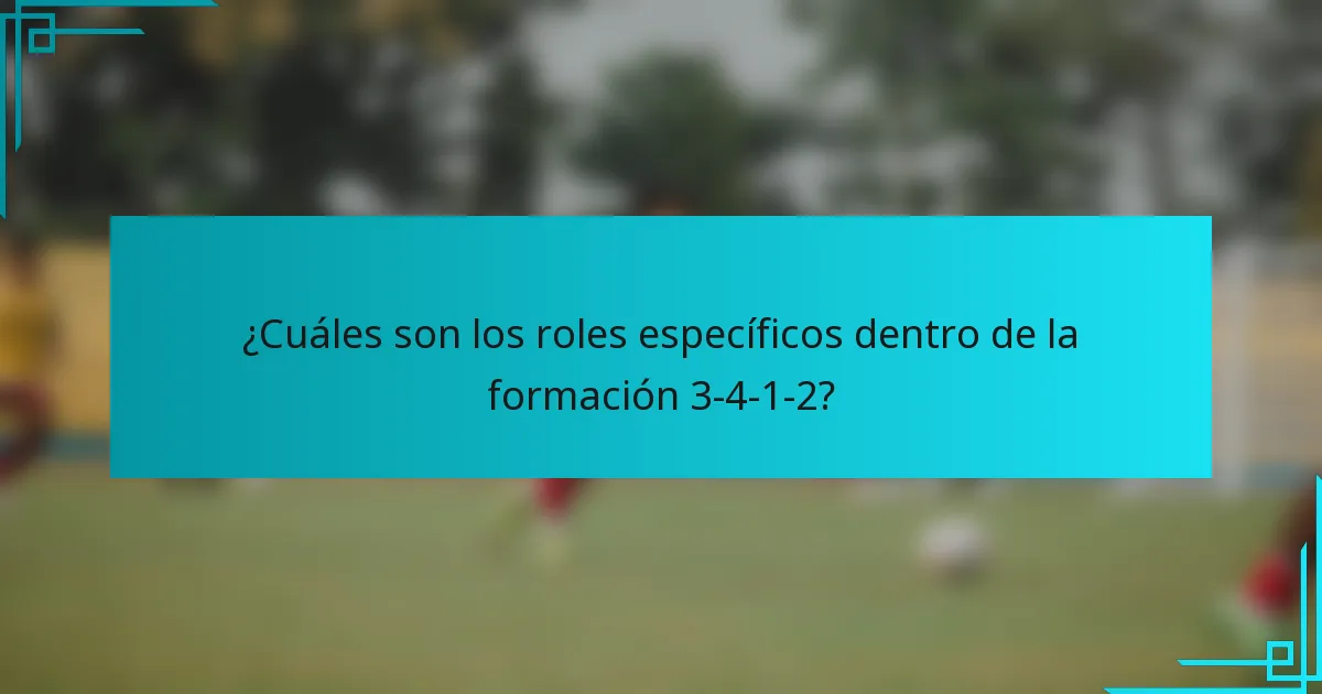 ¿Cuáles son los roles específicos dentro de la formación 3-4-1-2?